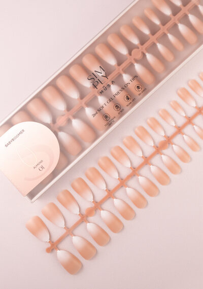 Soft gel press on Tip Baby Boomer Almond 01