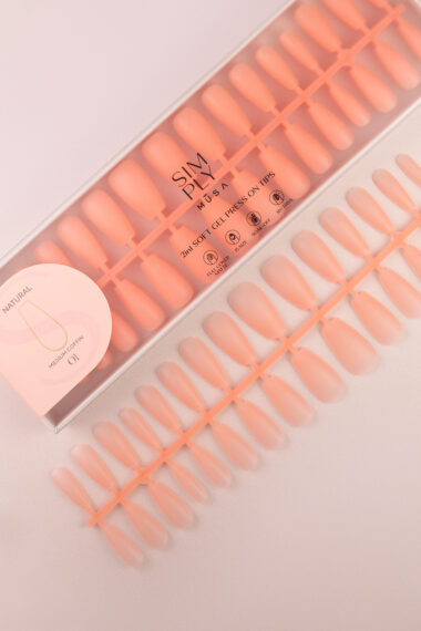 Soft gel press on Tip Natural Medium Coffin 01