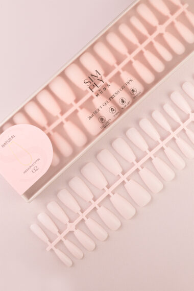 Soft gel press on Tip Natural Medium Coffin 02