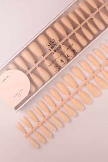 Soft gel press on Tip Natural Medium Coffin 06