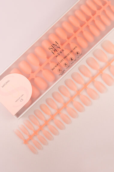 Soft gel press on Tip Natural Medium Oval 01