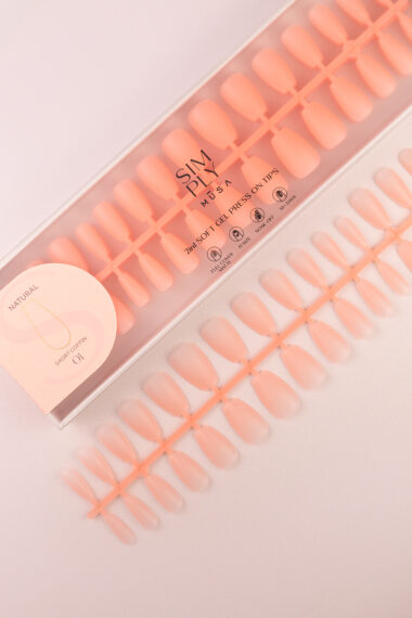 Soft gel press on Tip Natural Short Coffin 01