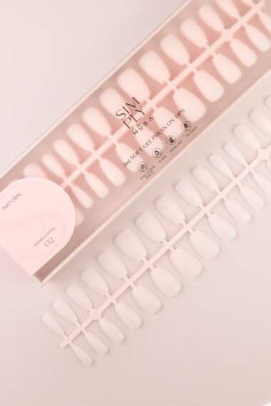 Soft gel press on Tip Natural Short Coffin 02