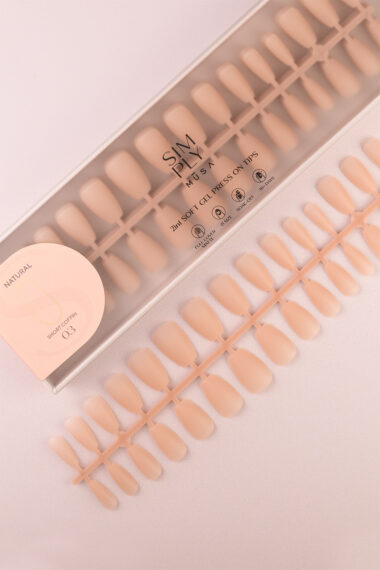 Soft gel press on Tip Natural Short Coffin 03