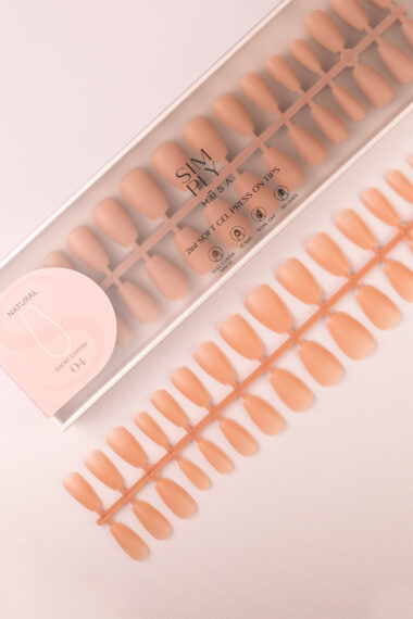 Soft gel press on Tip Natural Short Coffin 04