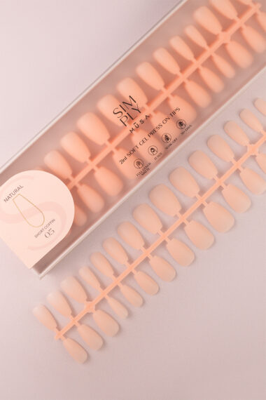 Soft gel press on Tip Natural Short Coffin 05