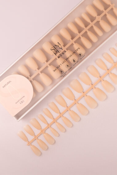 Soft gel press on Tip Natural Short Coffin 06