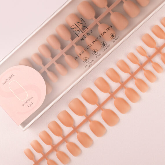 Soft gel press on Tip Natural Short Oval 04