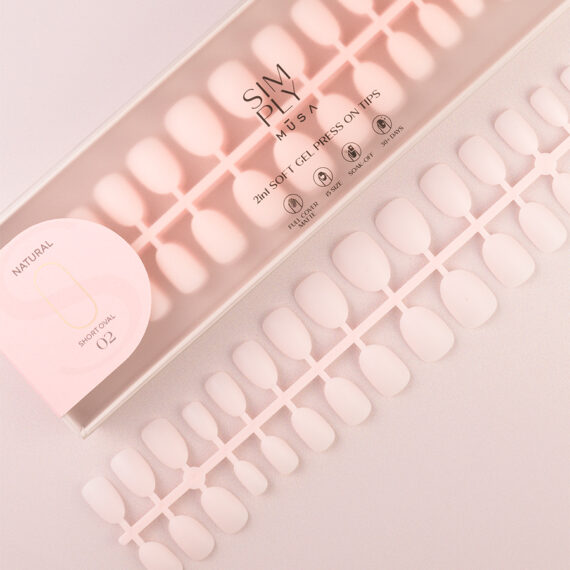 Soft gel press on Tip Natural Short Oval 02
