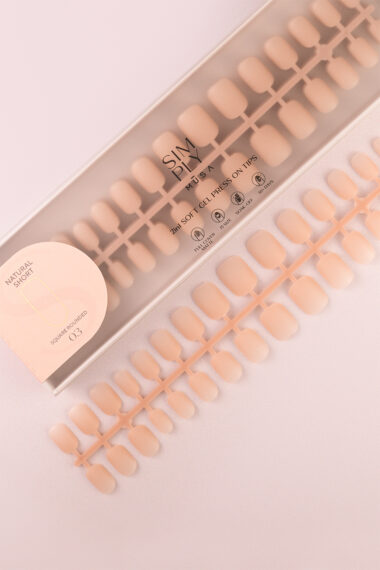 Soft gel press on Tip Natural Short Square Rounded 03