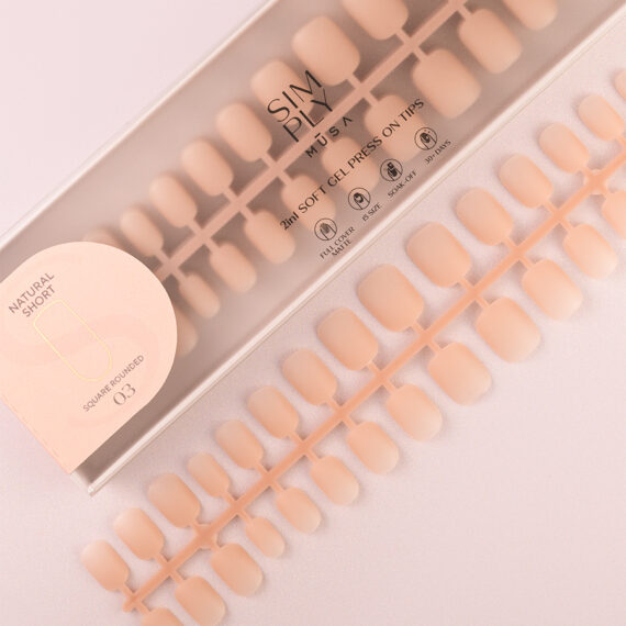 Soft gel press on Tip Natural Short Square Rounded 03