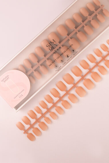 Soft gel press on Tip Natural Short Square Rounded 04