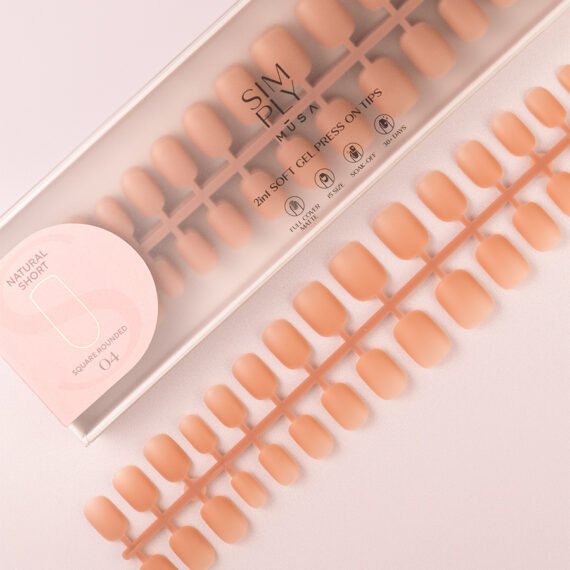 Soft gel press on Tip Natural Short Square Rounded 04