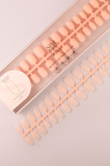 Soft gel press on Tip Natural Short Square Rounded 05