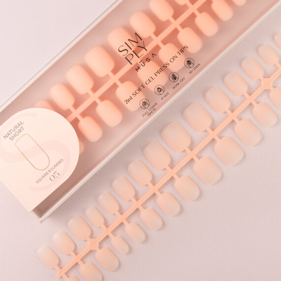 Soft gel press on Tip Natural Short Square Rounded 05